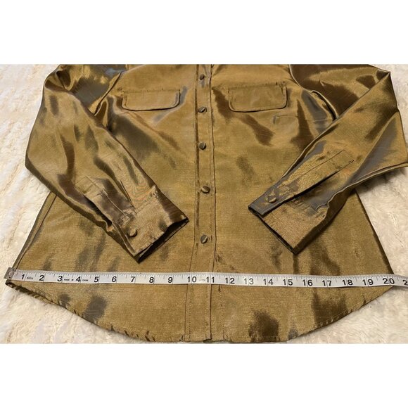 Women's Kasper Brand Metallic Gold Button-Down Blouse 100% Polyester Size PS - Picture 8 of 16